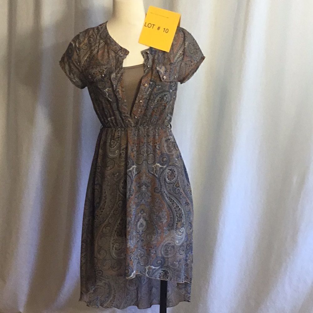 Sheer hi/lo dress w/ matching cami dress in small